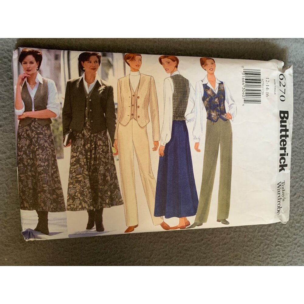 Butterick 6270 Sewing Pattern Jacket Vest Skirt Pants 12-14-16 1999